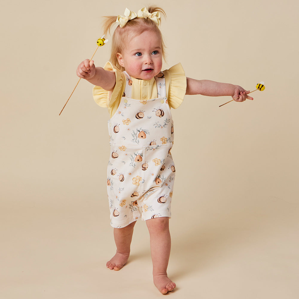 Bumblebees Organic Snuggle Overall Shorts - View 4