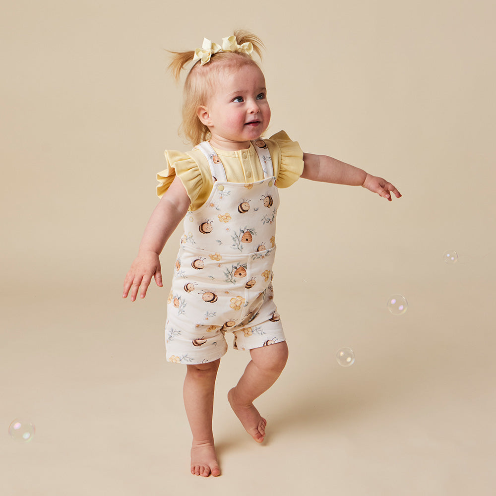 Bumblebees Organic Snuggle Overall Shorts - View 9