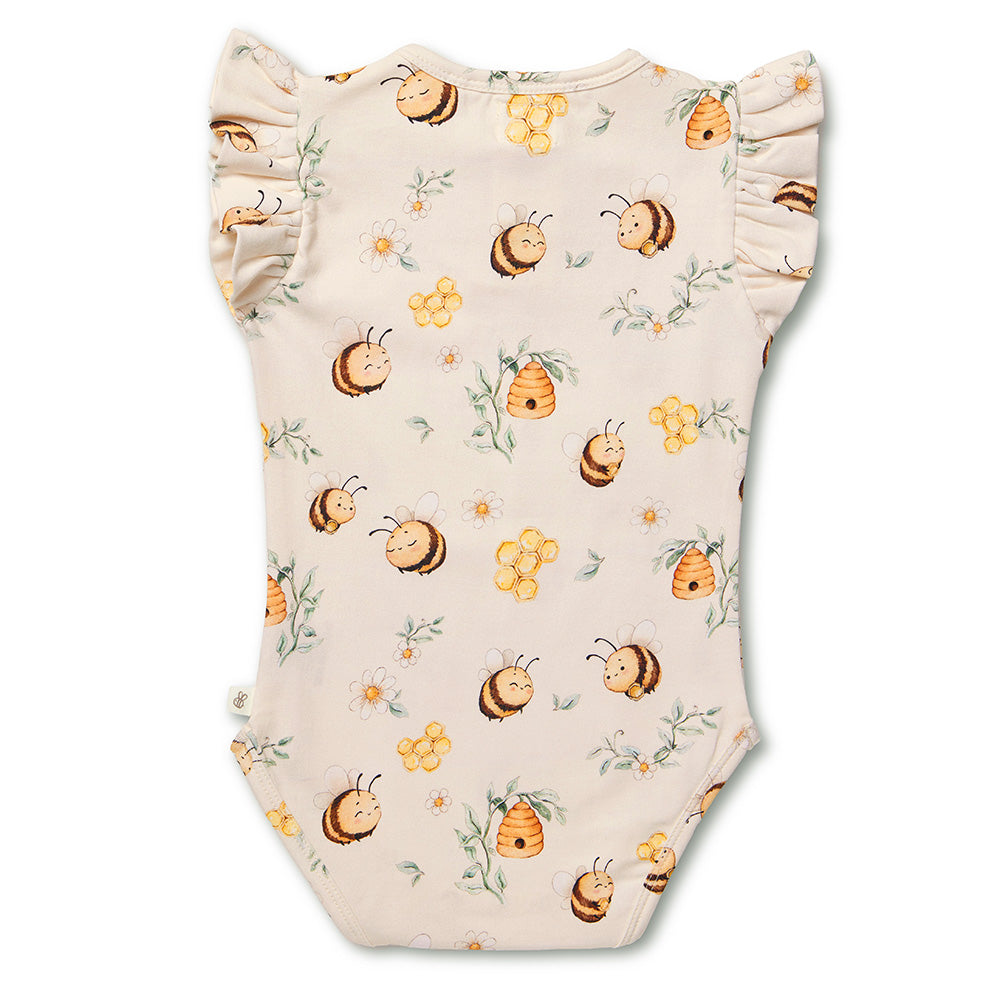 Bumblebees Short Sleeve Organic Bodysuit with Frill - View 11