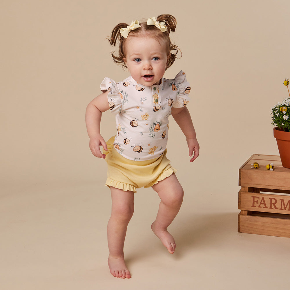 Bumblebees Short Sleeve Organic Bodysuit with Frill - View 6