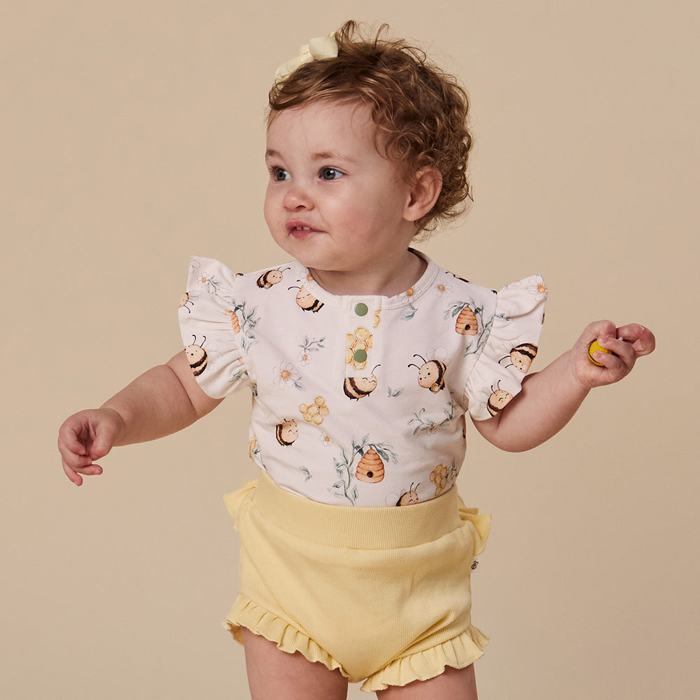 Bumblebees Short Sleeve Organic Bodysuit with Frill - View 9