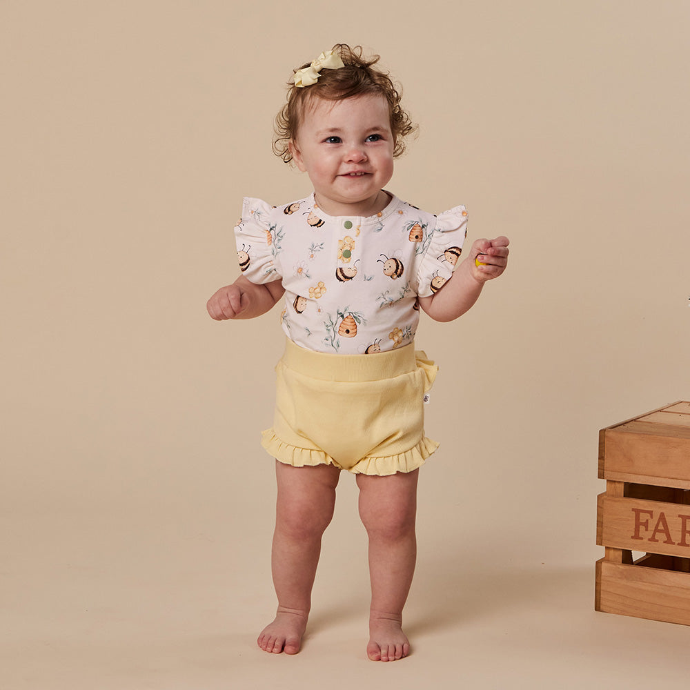 Bumblebees Short Sleeve Organic Bodysuit with Frill - View 13