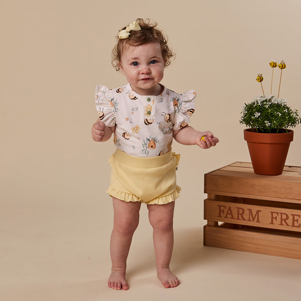 Bumblebees Short Sleeve Organic Bodysuit with Frill - View 14