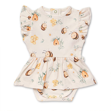 Bumblebees Short Sleeve Organic Dress | Snuggle Hunny