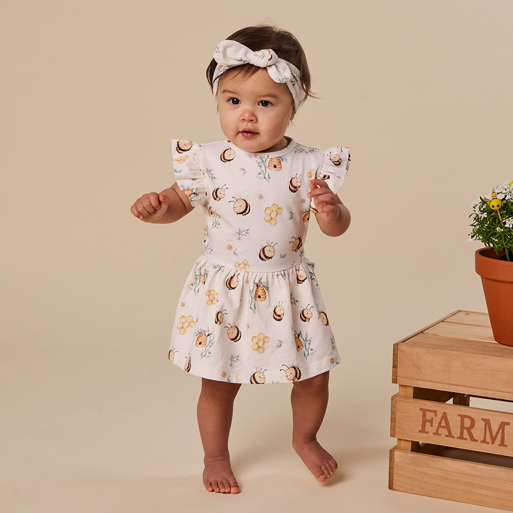 Bumblebees Short Sleeve Organic Dress - View 1