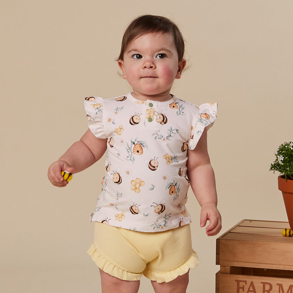 Bumblebees Organic Short Sleeve Top with Frill - View 6