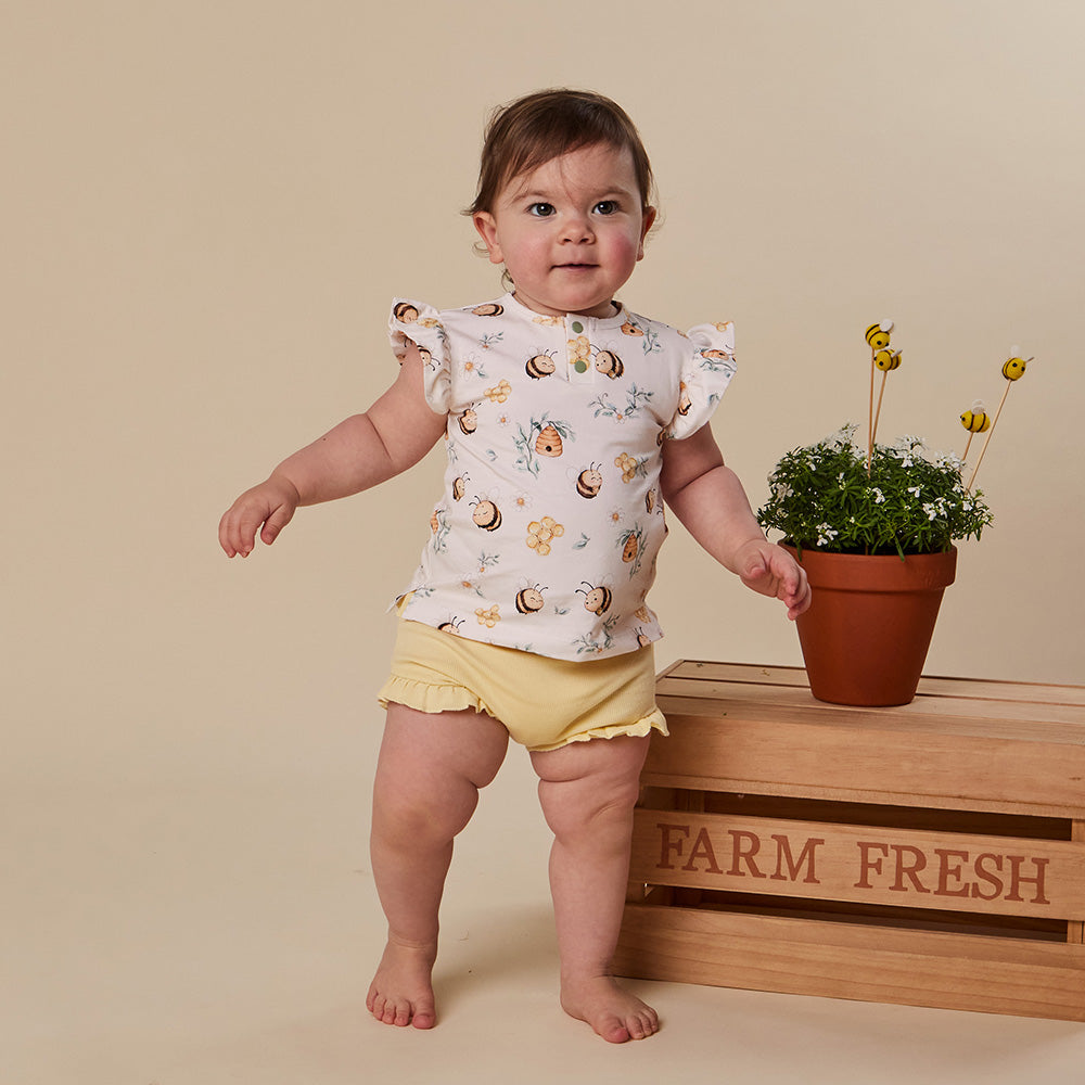 Bumblebees Organic Short Sleeve Top with Frill - View 3