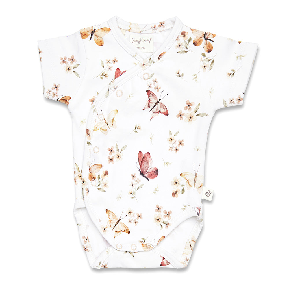 Butterfly Short Sleeve Organic Kimono Bodysuit - View 2
