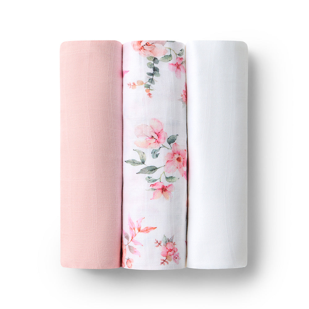 Large Organic Muslin Wraps 3 Pack - Camille/Milk/Fairytale - View 2