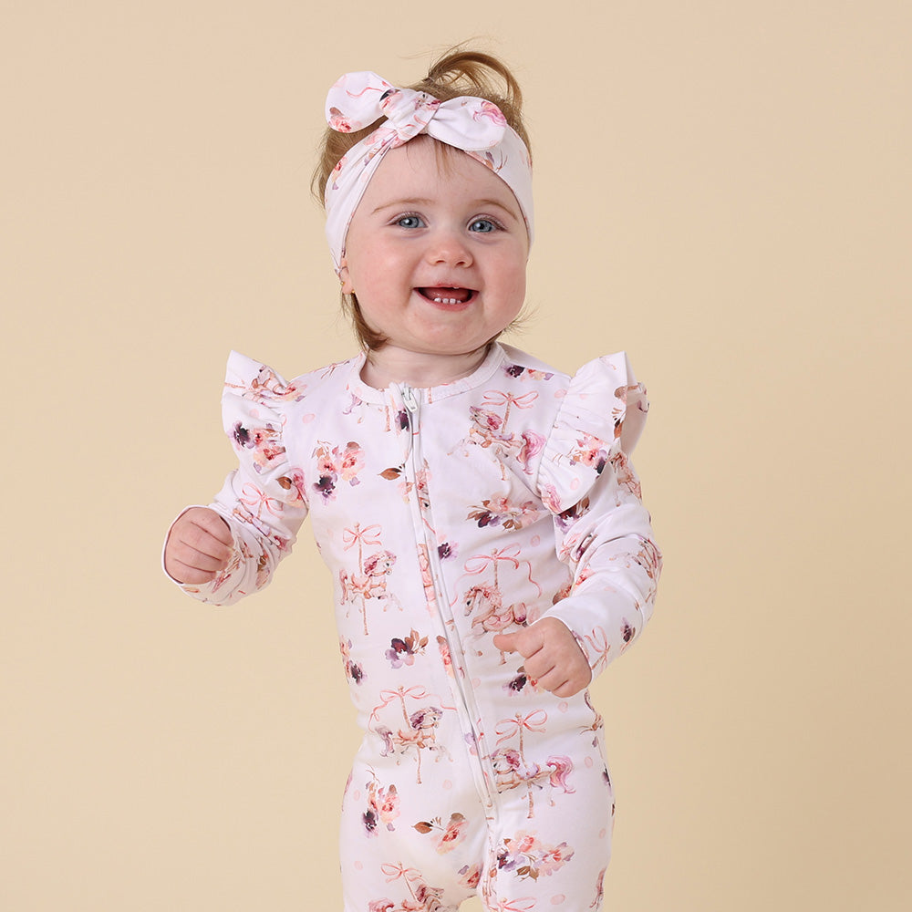 Carousel Organic Snugglesuit Convertible Romper with Frill - View 12