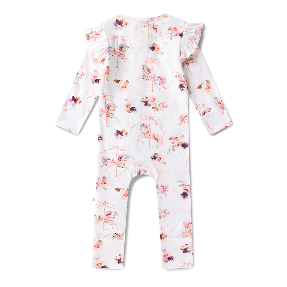 Carousel Organic Snugglesuit Convertible Romper with Frill - View 13