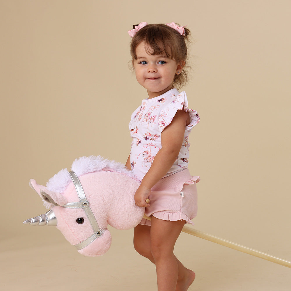 Carousel Short Sleeve Organic Bodysuit with Frill - View 9