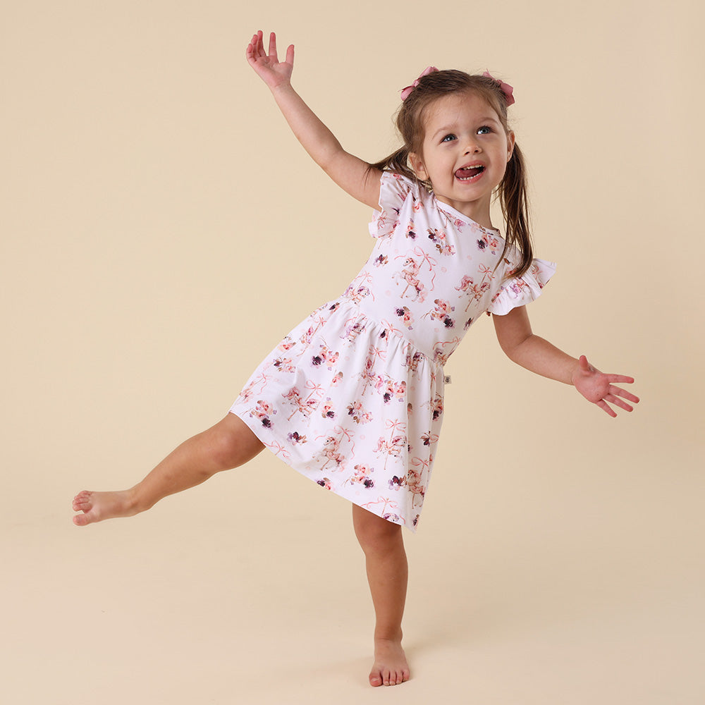 Carousel Short Sleeve Organic Dress - View 3