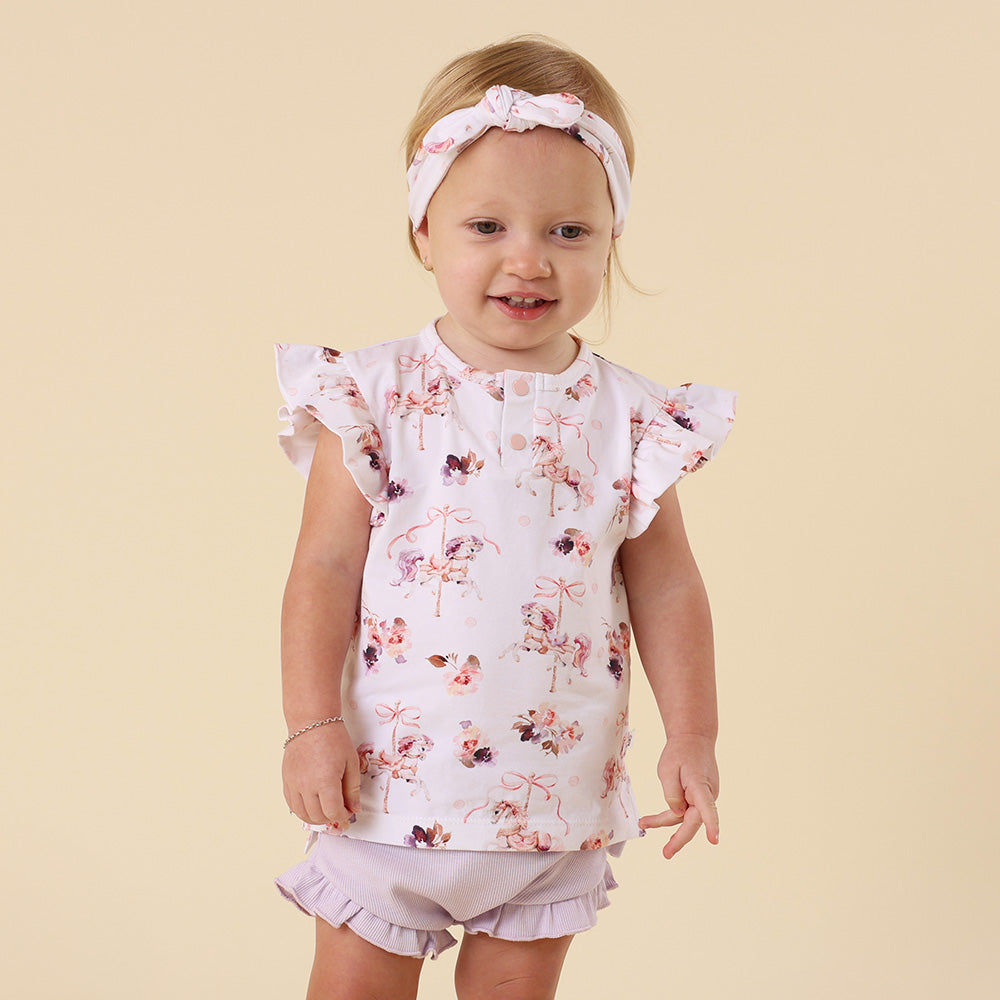 Carousel Organic Short Sleeve Top with Frill - View 8