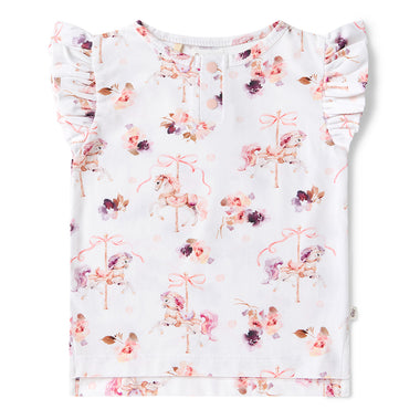 Carousel Organic Short Sleeve Top with Frill | Snuggle Hunny