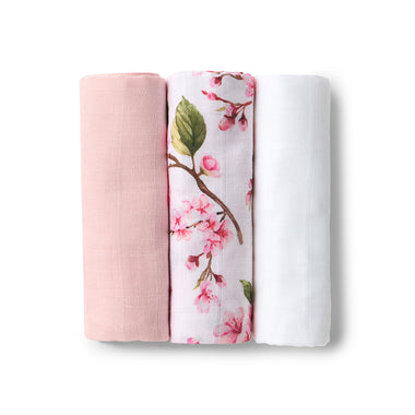 Small Organic Muslin Cloths 3 Pack - Milk/Cherry Blossom/Fairytale | Snuggle Hunny