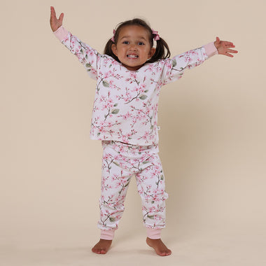 Cherry Blossom Organic Kids Long Sleeve PJ Set | Snuggle Hunny