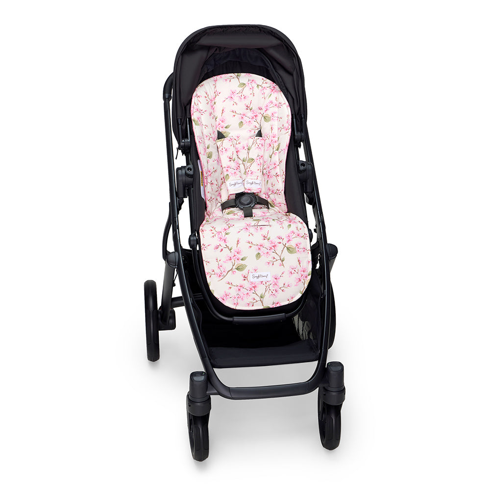 Bundle - Cherry Blossom Pram Liner & Strap Cover Set - View 4