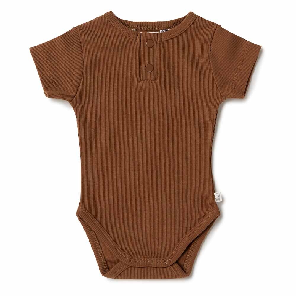 Chocolate Short Sleeve Organic Bodysuit-Snuggle Hunny