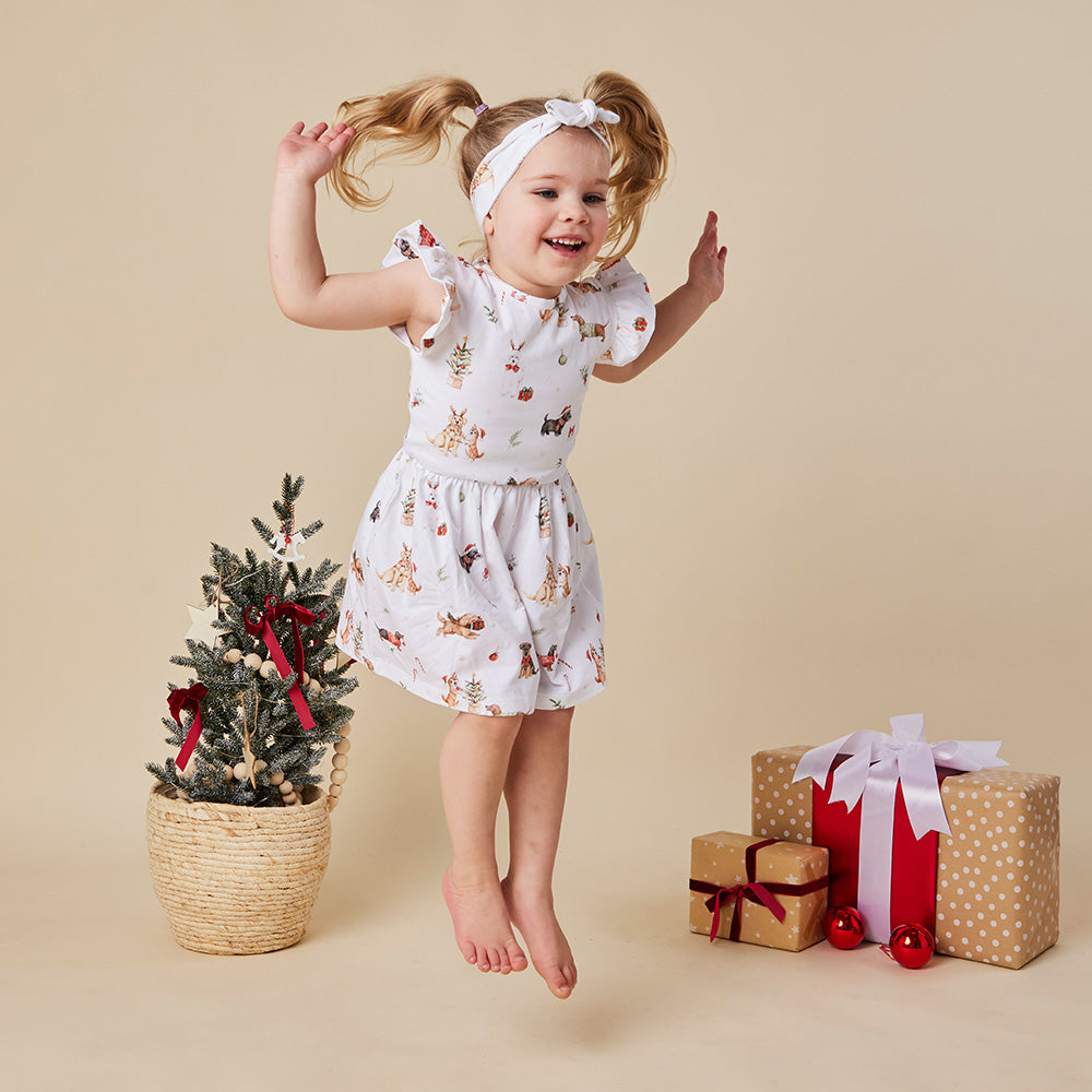 Christmas Pups Short Sleeve Organic Dress - View 5