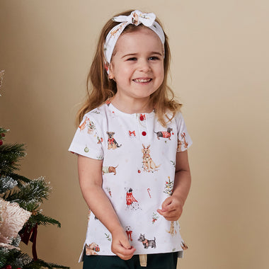 Christmas Pups Organic Short Sleeve Top | Snuggle Hunny