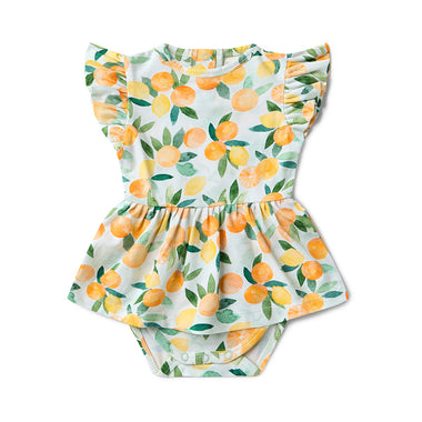 Citrus Squeeze Short Sleeve Organic Dress | Snuggle Hunny