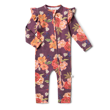 Sienna Organic Snugglesuit Convertible Romper with Frill | Snuggle Hunny