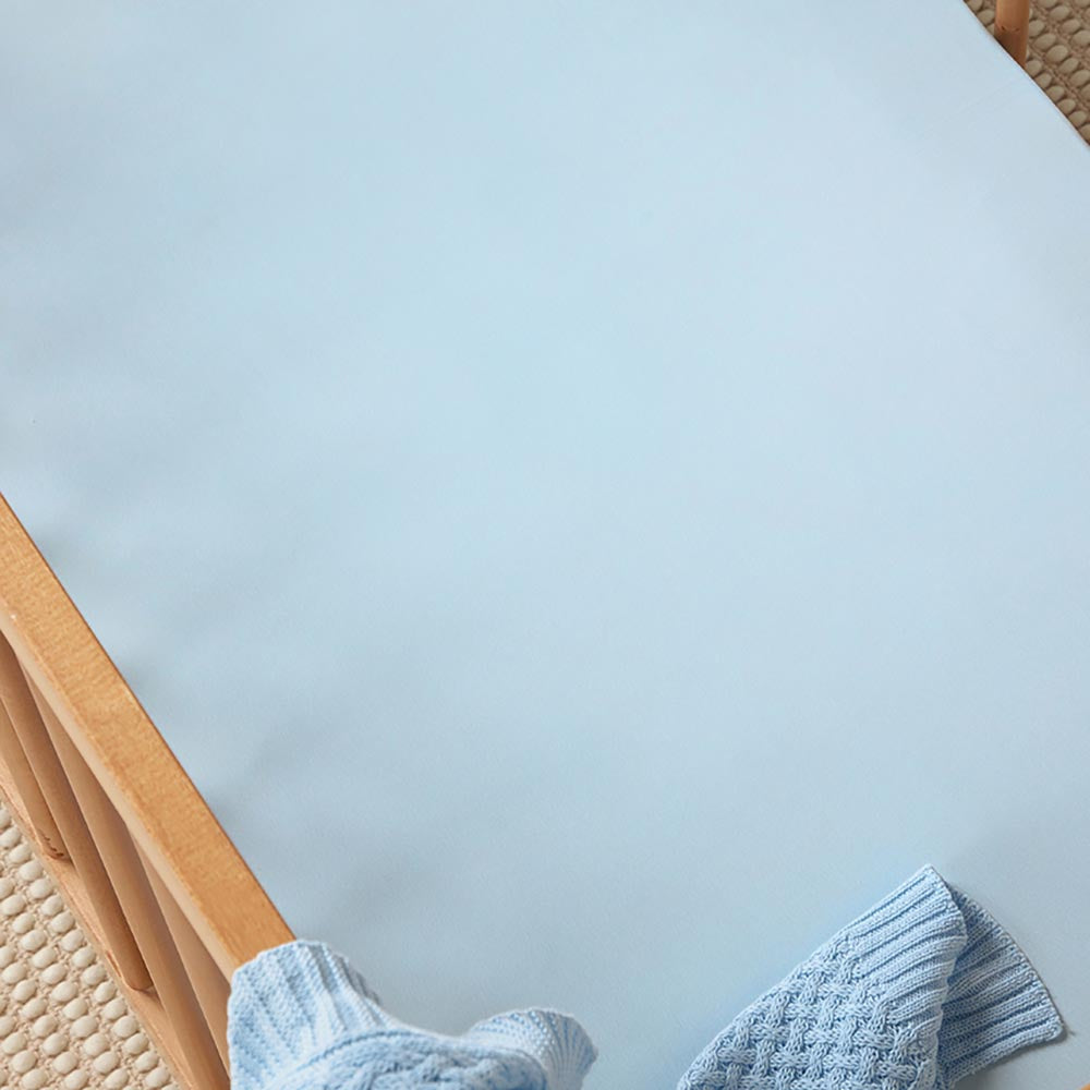 Baby Blue Organic Fitted Cot Sheet - View 2
