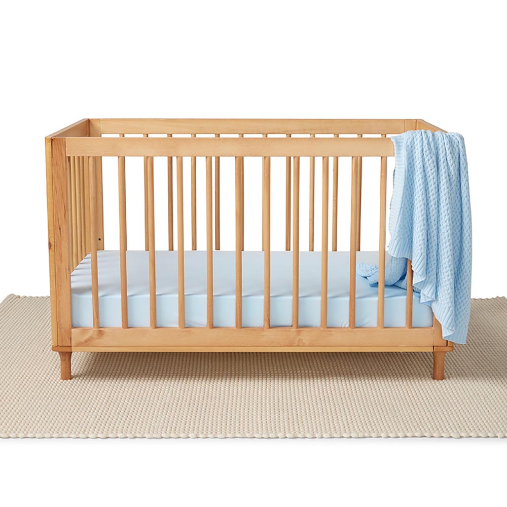 Baby Blue Organic Fitted Cot Sheet - View 4