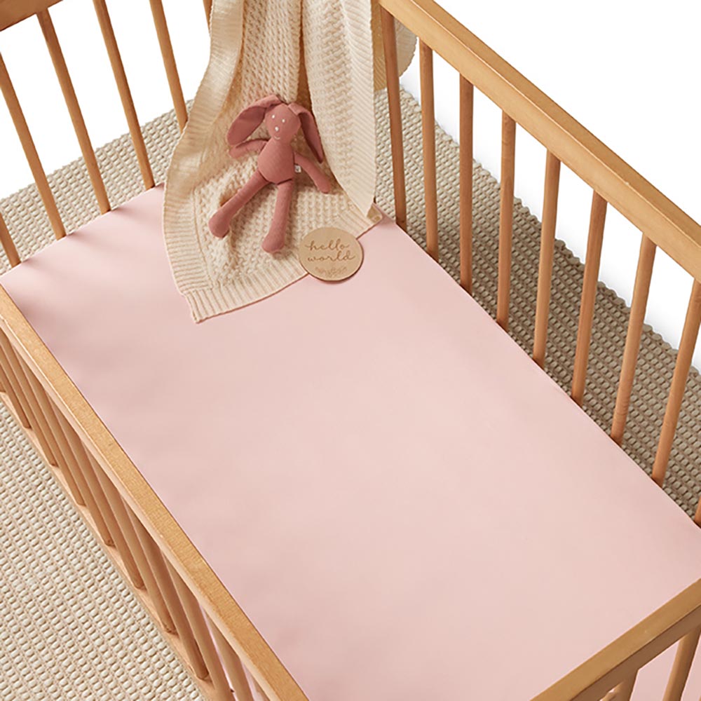 Baby Pink Organic Fitted Cot Sheet Snuggle Hunny