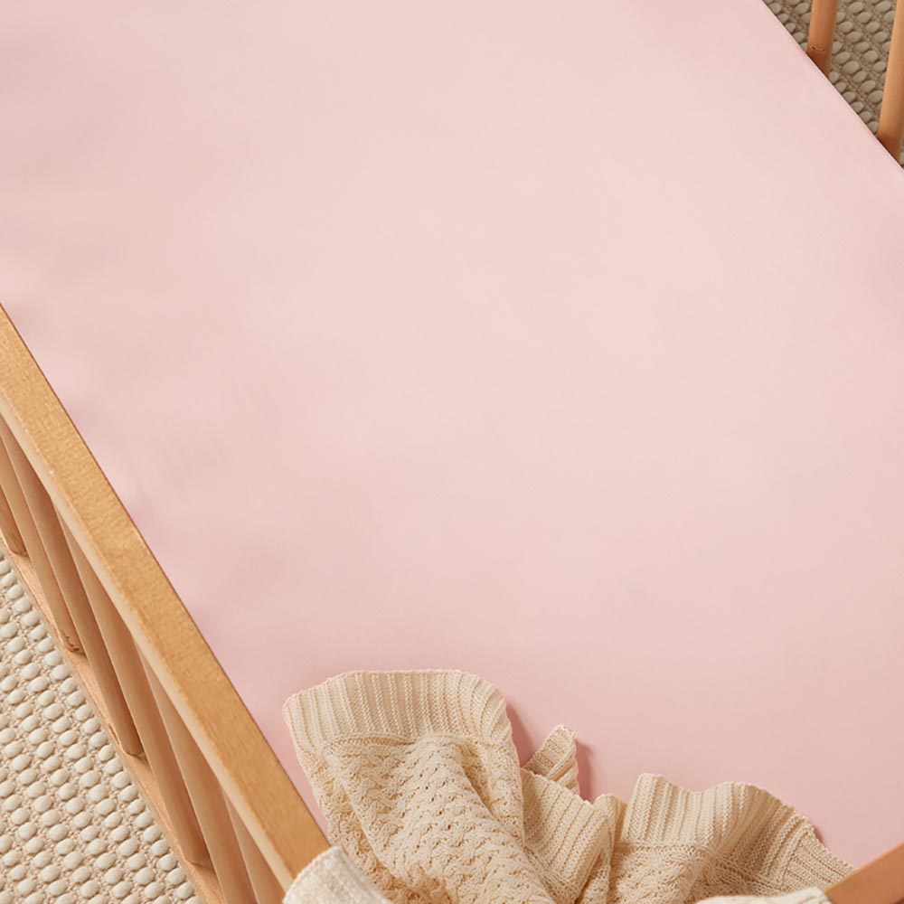 Baby Pink Organic Fitted Cot Sheet - View 2