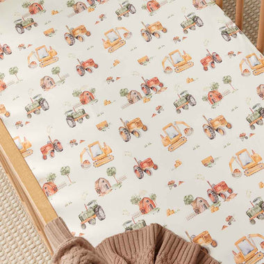 Cot Sheets - Diggers Organic Fitted Cot Sheet