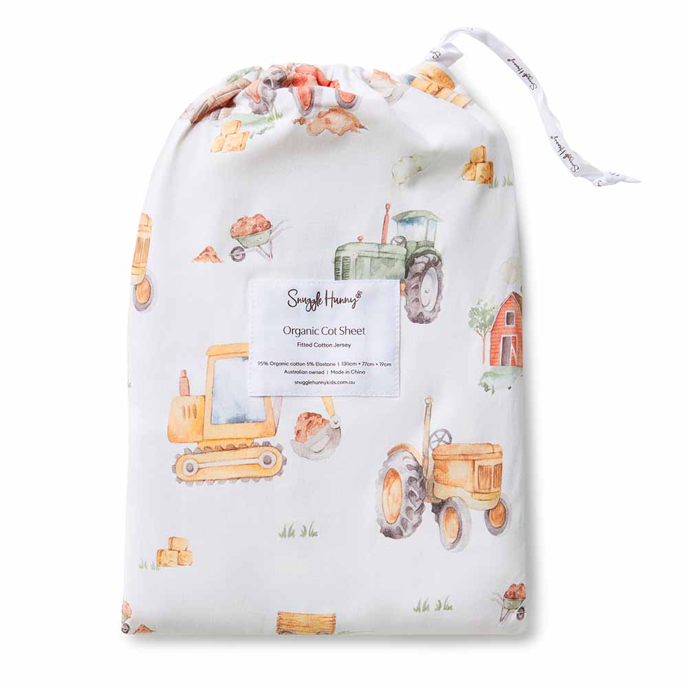Diggers Organic Fitted Cot Sheet - View 3