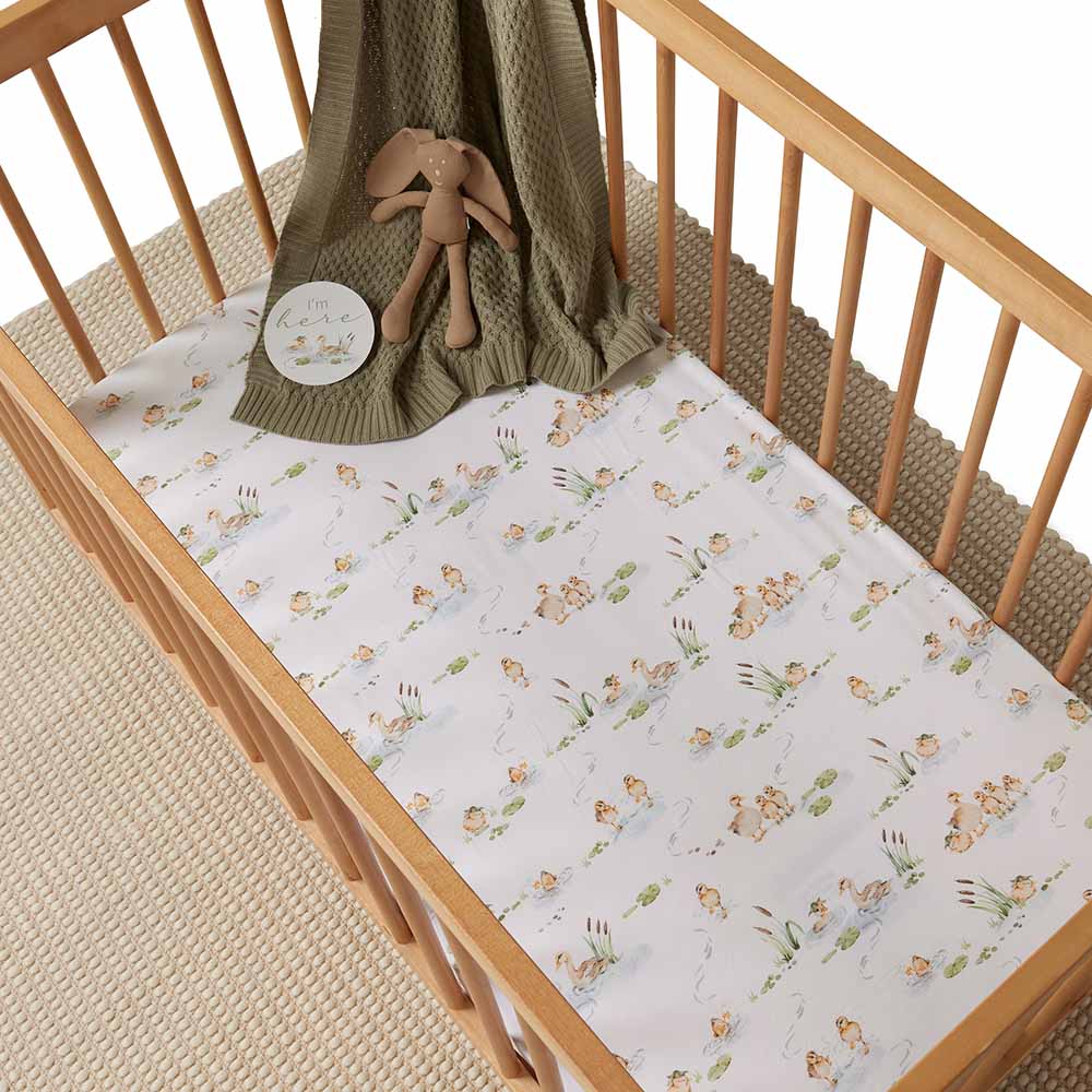 Duck Pond Organic Fitted Cot Sheet - View 1