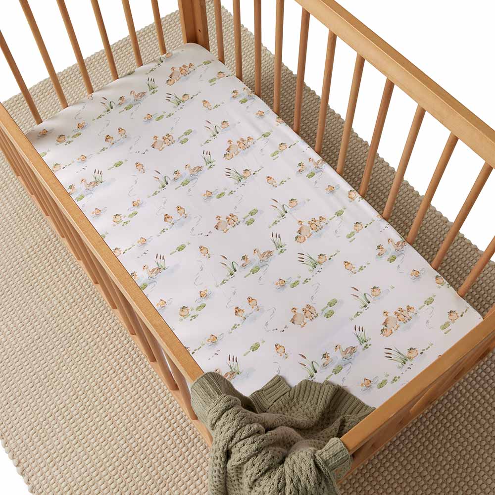 Duck Pond Organic Fitted Cot Sheet - View 3