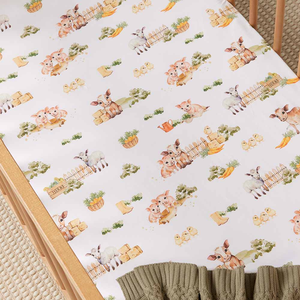 Farm Organic Fitted Cot Sheet | Snuggle Hunny