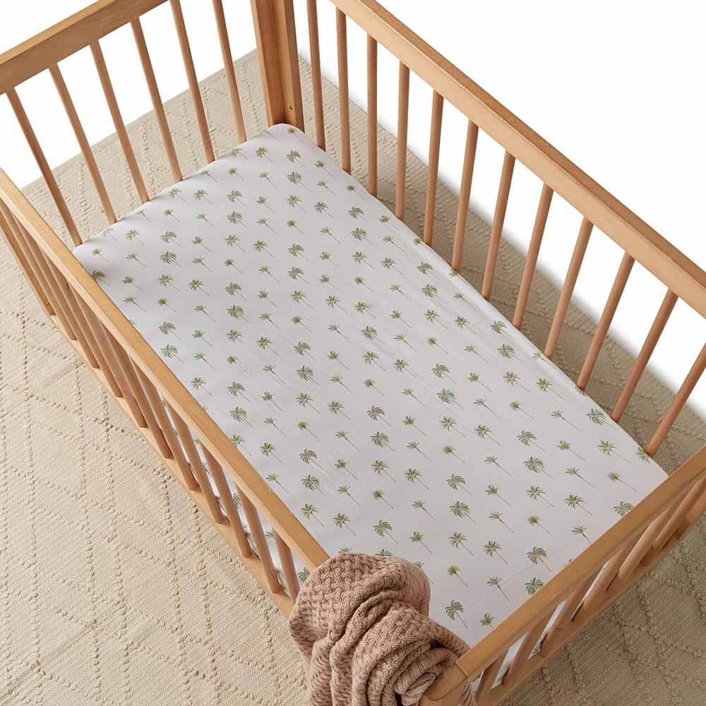 Green Palm Organic Fitted Baby Cot Sheet Snuggle Hunny