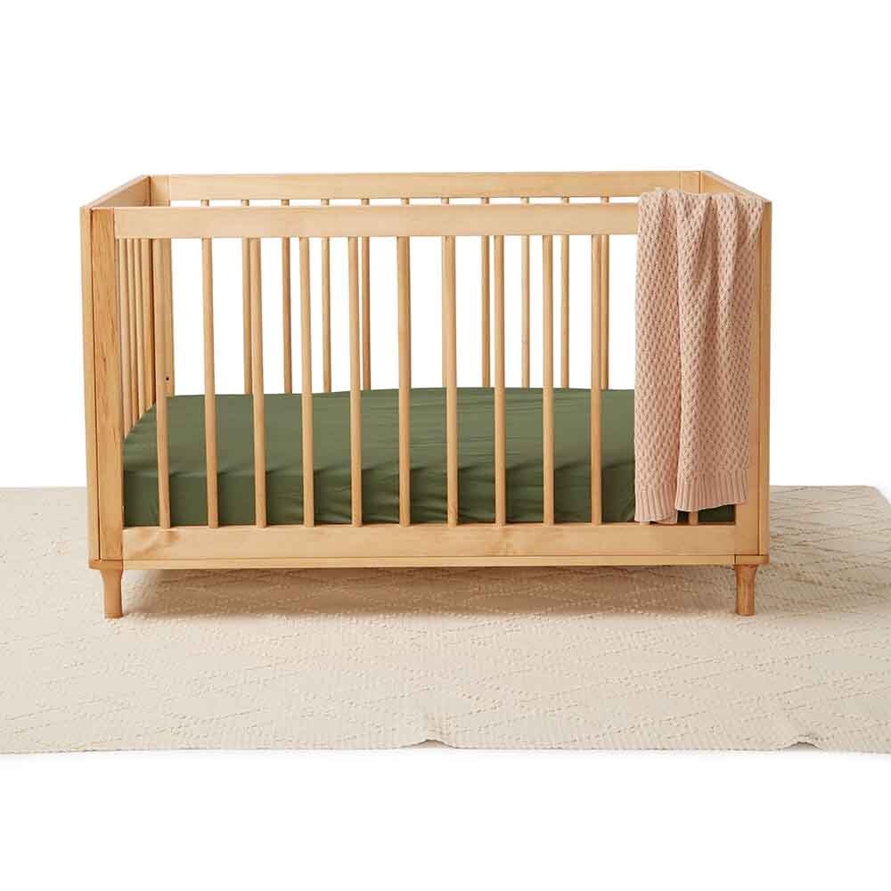 Olive Fitted Cot Sheet-Snuggle Hunny