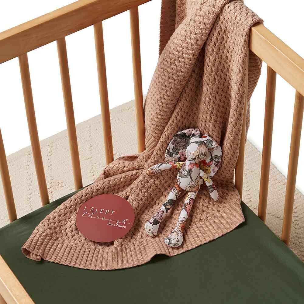 Olive Fitted Baby Cot Sheet Snuggle Hunny