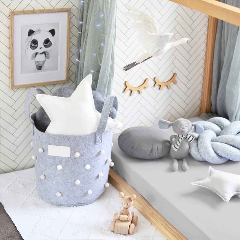 Grey fitted cot store sheet