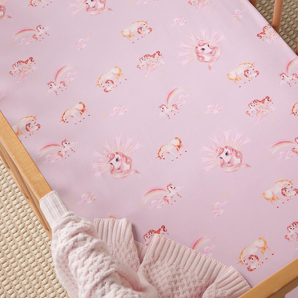 Unicorn Organic Fitted Cot Sheet - View 2