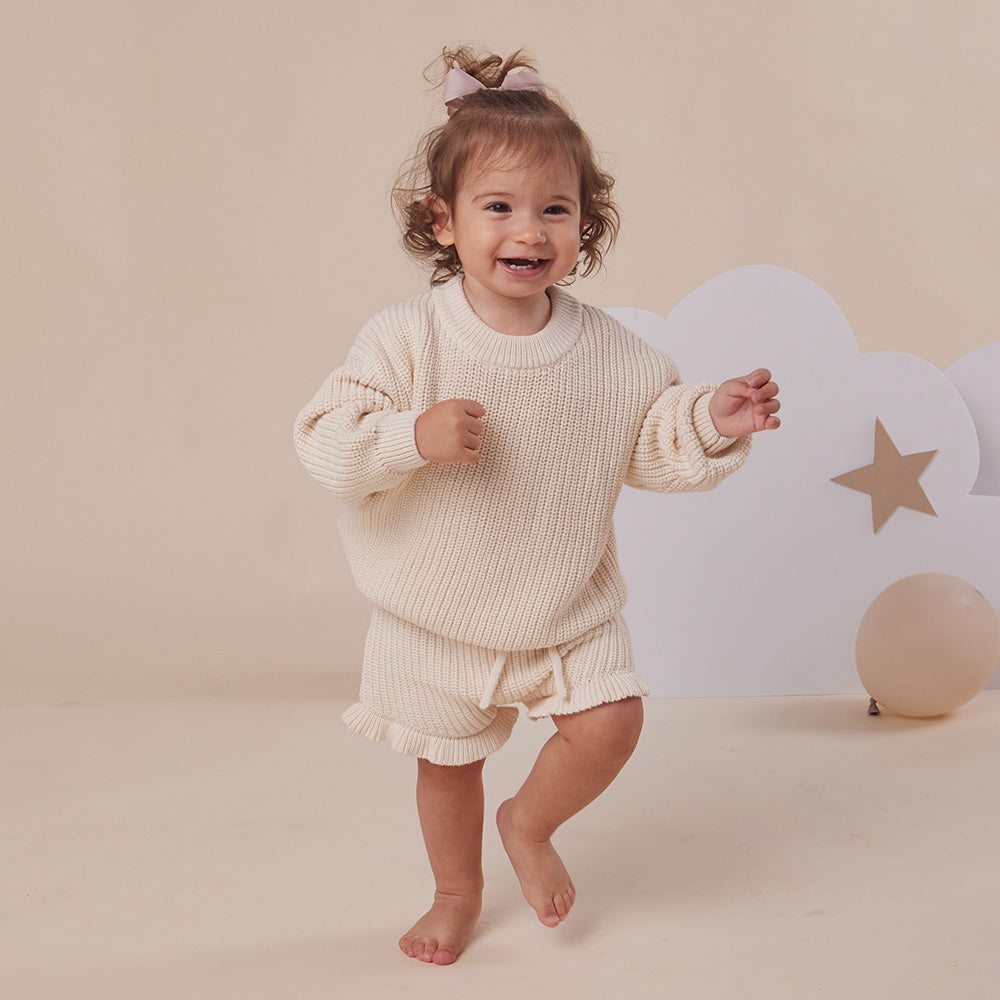 Cream Oversized Cotton Knit Jumper - View 15