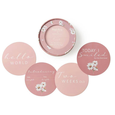Daisy & Musk Pink Reversible Milestone Cards-Snuggle Hunny
