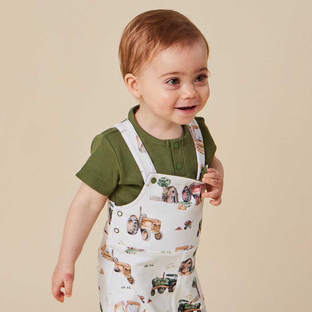 Diggers & Tractors Organic Snuggle Overall Shorts - View 6