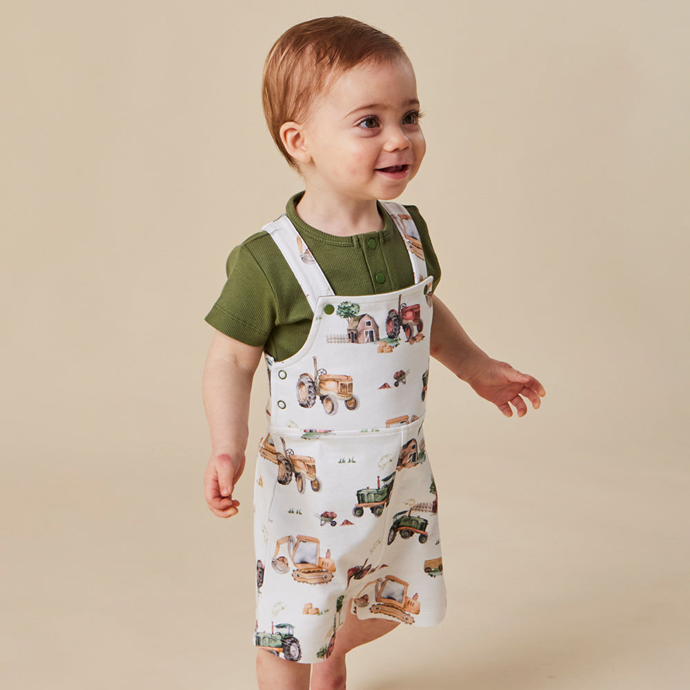 Diggers & Tractors Organic Snuggle Overall Shorts - View 13