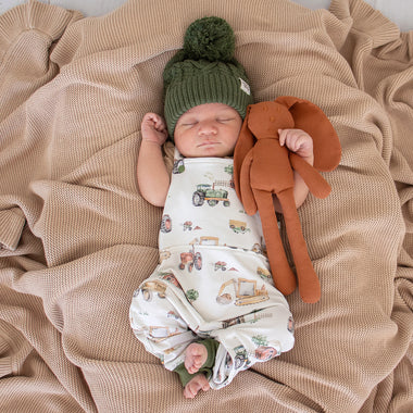 Diggers & Tractors Organic Snuggle Overalls | Snuggle Hunny