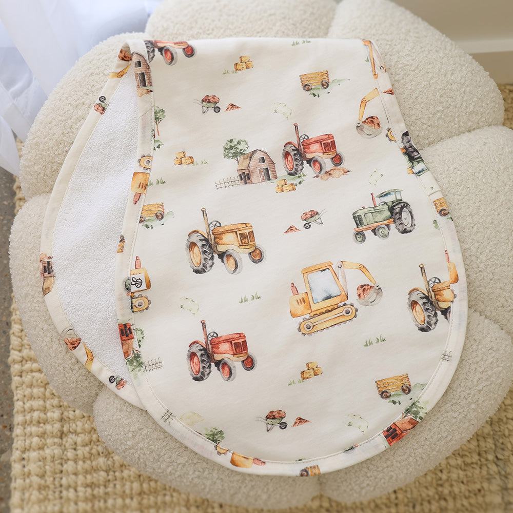Diggers & Tractors Organic Cotton Burp Cloth - View 4