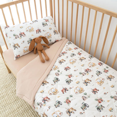 Diggers & Tractors Organic Cotton Cot Comforter | Snuggle Hunny