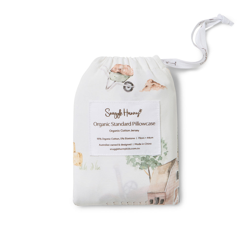 Diggers & Tractors Organic Cotton Single Pillowcase - View 4