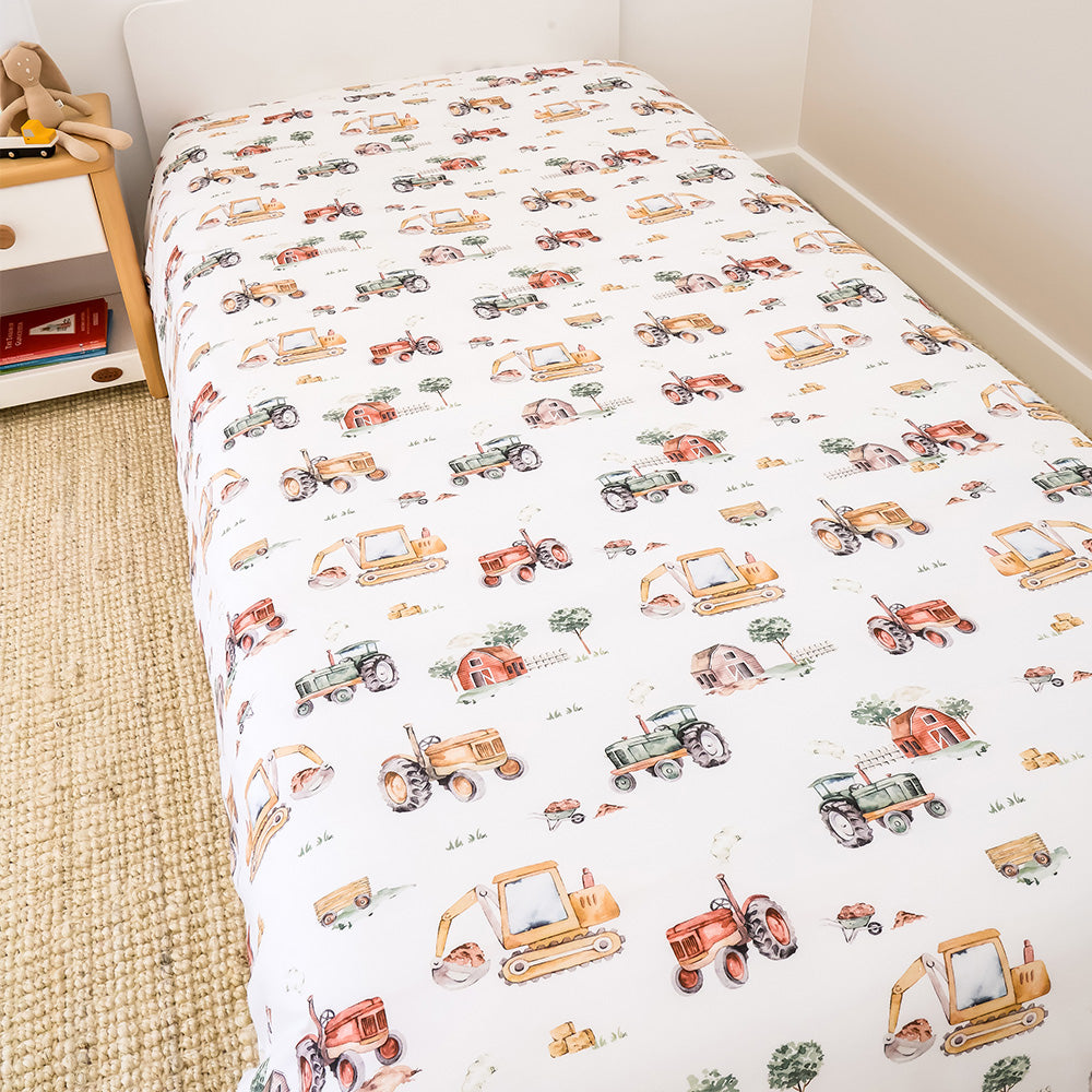 Diggers & Tractors Organic Cotton Quilt Cover - View 3